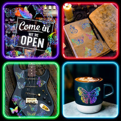 Butterfly Holographic Stickers – 100pcs for Scrapbook & Decor