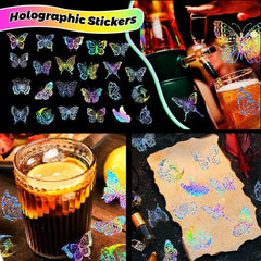 Butterfly Holographic Stickers – 100pcs for Scrapbook & Decor