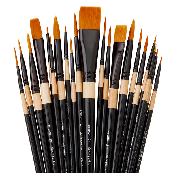 Studio Mixed Media Gold Nylon Brush Set - 21 pc