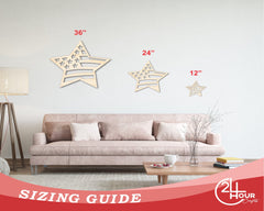 Unfinished Wood USA Star Shape - Craft - up to 46"