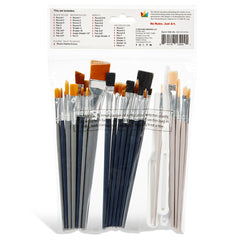 Studio Brush Set - Black & Brown Nylon & White Bristle - 35 Pieces