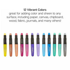 Mixed Media Gel Stick Crayons - 12 Metallic Colors