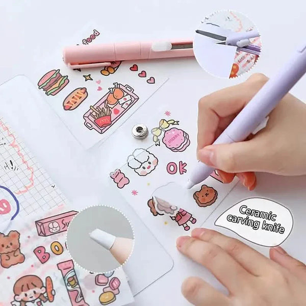 3-Pack: 2-in-1 Pen Style Scissors with Paper Cutter