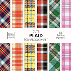 Cute Plaid Scrapbook Paper: 8x8 Plaid Background Designer Paper for Decorative Art, DIY Projects, Homemade Crafts, Cute Art Ideas For Any Crafting - Paperback