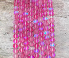 Matte Mermaid Glass Beads aka Mystic Aura Quartz, Round 6mm 8mm