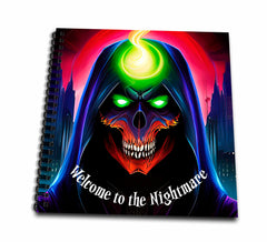 3dRose Spooky Skull with Green Eyes. Welcome to The Nightmare Halloween... - Drawing Books (db-378824)