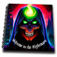 3dRose Spooky Skull with Green Eyes. Welcome to The Nightmare Halloween... - Drawing Books (db-378824)