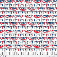 Red Americas Birthday Bunting Cotton 44"/45" Fabric Per Yard