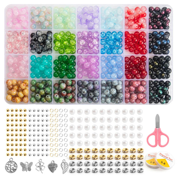 Glass Beads Bracelet Making Kit 28 Colors Jewelry Set