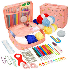 Beginner Crochet Kit with Hooks Yarn Portable Knitting Set