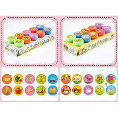 10pcs Assorted Self-Inking Stamps for Kids - DIY Craft & Scrapbooking
