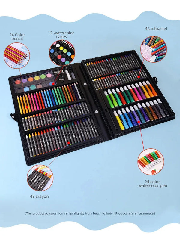 168pcs Office School Supplies Art drawing Set Oil Pastels Watercolor Markers Kids Painting Kit for Children Students School Gift
