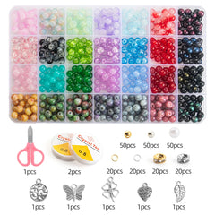 Glass Beads Bracelet Making Kit 28 Colors Jewelry Set