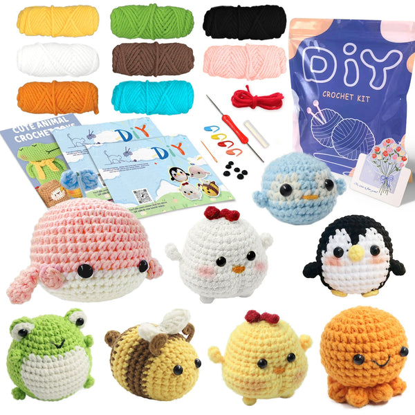 Animal Series Crochet Kit Beginner Starter Set with Instructions