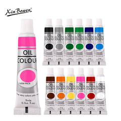 9mL, Oil Paint Set for Fabric Clothing, Nail Glass Drawing, Waterproof Art Supplies,12 Colors, Wholesale