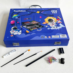 Cartoon Art Supplies,156 Pack Painting Drawing Art Kit ,Deluxe Double Layers Art Set Tool,Colored Pencils,Oil Pastels,Watercolor