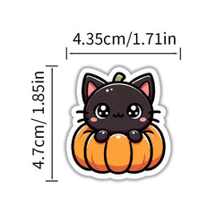 50PCS Halloween Stickers Cute Cartoon Cat Pumpkin Fun Holiday Decals Pack | Vinyl Waterproof Scrapbook Stickers