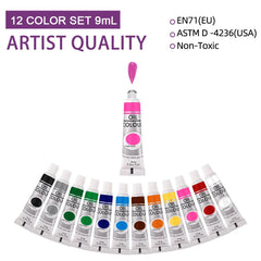 9mL, Oil Paint Set for Fabric Clothing, Nail Glass Drawing, Waterproof Art Supplies,12 Colors, Wholesale