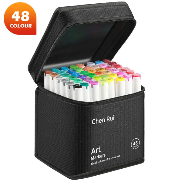 Professional Art Marker Set Artist Drawing Alcohol Markers Dual Tip(Brush Tip+Broad Tip) for Coloring Painting Supplies Gift
