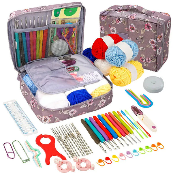 Beginner Crochet Kit with Hooks Yarn Portable Knitting Set