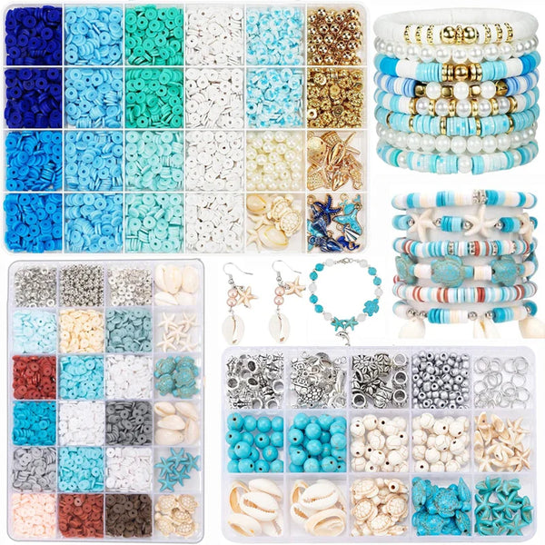 Ocean Summer Friendship Bracelet Kit DIY Clay Beads Jewelry