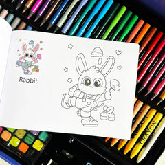 Cartoon Art Supplies,156 Pack Painting Drawing Art Kit ,Deluxe Double Layers Art Set Tool,Colored Pencils,Oil Pastels,Watercolor