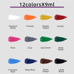 9mL, Oil Paint Set for Fabric Clothing, Nail Glass Drawing, Waterproof Art Supplies,12 Colors, Wholesale