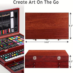 175 Piece Deluxe Art Set Wooden Case Crayons Pencils