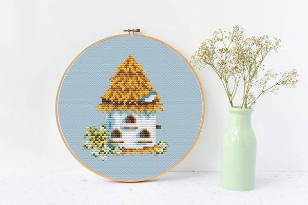 Birdhouse Cross stitch pattern Spring Cross Stitch pdf Modern cross stitch pattern Small cross stitch Easy cross stitch Counted cross stitch