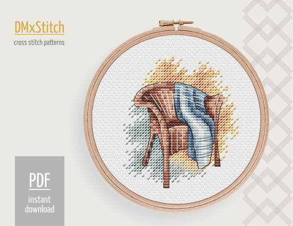 Chair Cross stitch pattern Fall Cross Stitch pdf Autumn cross stitch pattern Cozy cross stitch Modern Counted cross stitch Farm cross stitch
