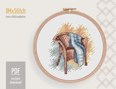 Chair Cross stitch pattern Fall Cross Stitch pdf Autumn cross stitch pattern Cozy cross stitch Modern Counted cross stitch Farm cross stitch
