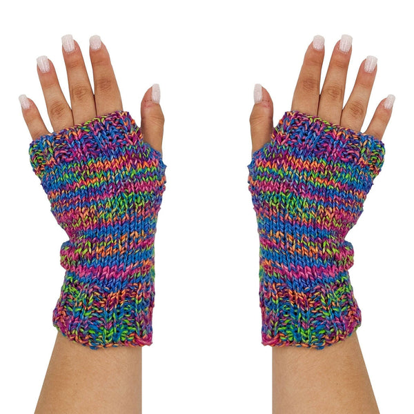 Colorful Fingerless Mitts Knitting and Crochet Pattern