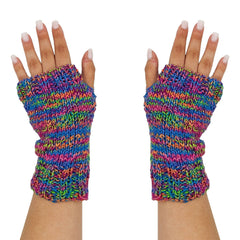 Colorful Fingerless Mitts Knitting and Crochet Pattern