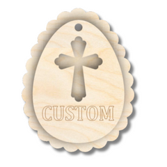 Unfinished Wood Layered Custom Name Easter Egg Gift Tags | 6 Options | 2 Piece | 4"-6" Tall | 1/8" Wood | Wood Craft DIY