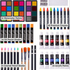 175 Piece Deluxe Art Set Wooden Case Crayons Pencils