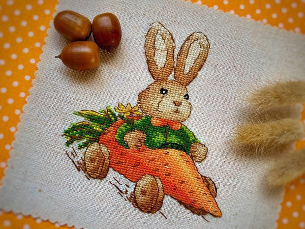 Funny bunny Cross stitch pattern Rabbit Cross Stitch pdf Modern cross stitch pattern Nursery cross stitch Woodland cross stitch Carrot