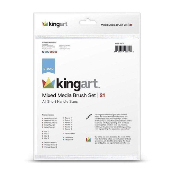 Studio Mixed Media Gold Nylon Brush Set - 21 pc