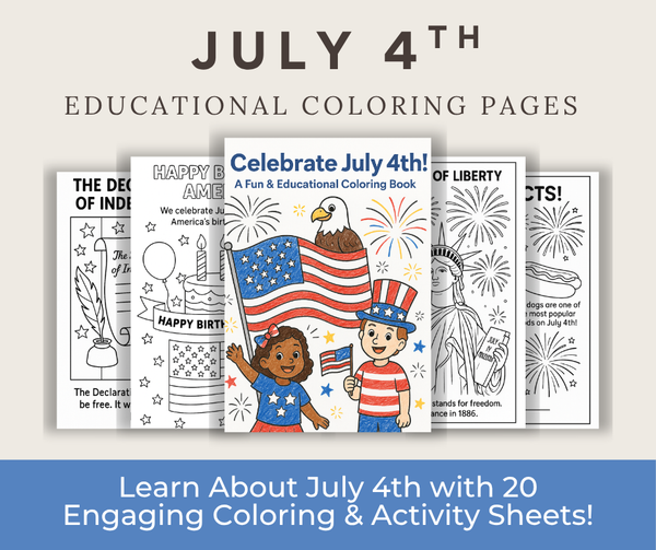 July 4th Educational Coloring & Activity Book for Kids
