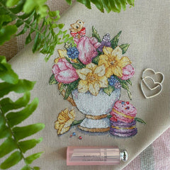 Spring Flowers Cross stitch pattern, Floral Modern Cross Stitch Chart, Cross stitch pattern PDF, Needlepoint Pattern, Hand embroidery design