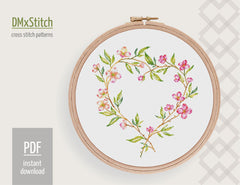 Spring wreath Cross stitch pattern Flower Cross Stitch pdf Modern cross stitch pattern Wedding cross stitch Watercolor Counted cross stitch