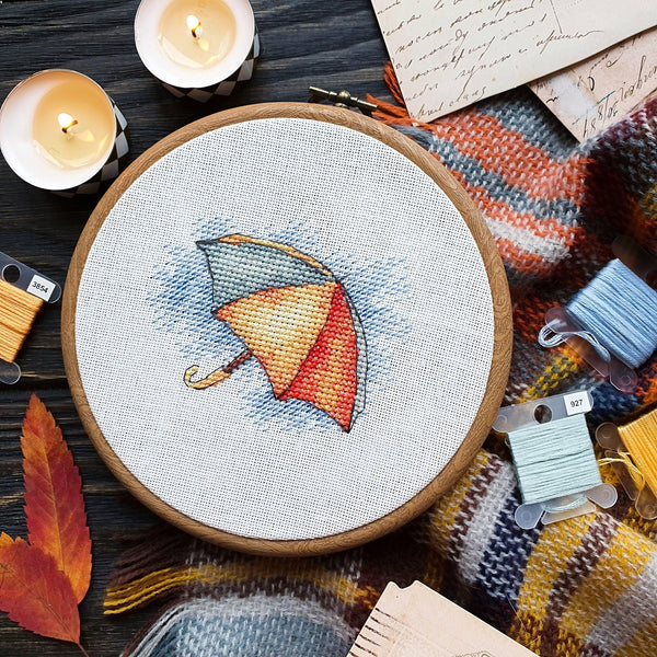 Umbrella Cross stitch pattern Fall Cross Stitch pdf Autumn cross stitch pattern Small cross stitch Modern Counted cross stitch
